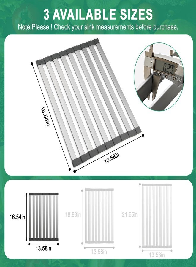 Hobychild 16.5" X 13" Roll Up Dish Drying Rack，Over The Sink Drying Rack 304 Stainless Steel Foldable Heat-Resistant Dishes Drainer for Kitchen and RV Sink Counter - Image 2